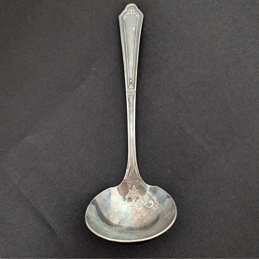 Antique William A.‎ Rogers Silver Overlaid Gravy Ladle Sauce Spoon Etching